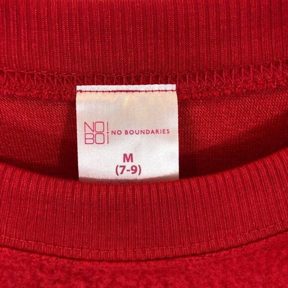 No Boundaries Red Fuzzy Santa Sweatshirt Size Med - Picture 8 of 8